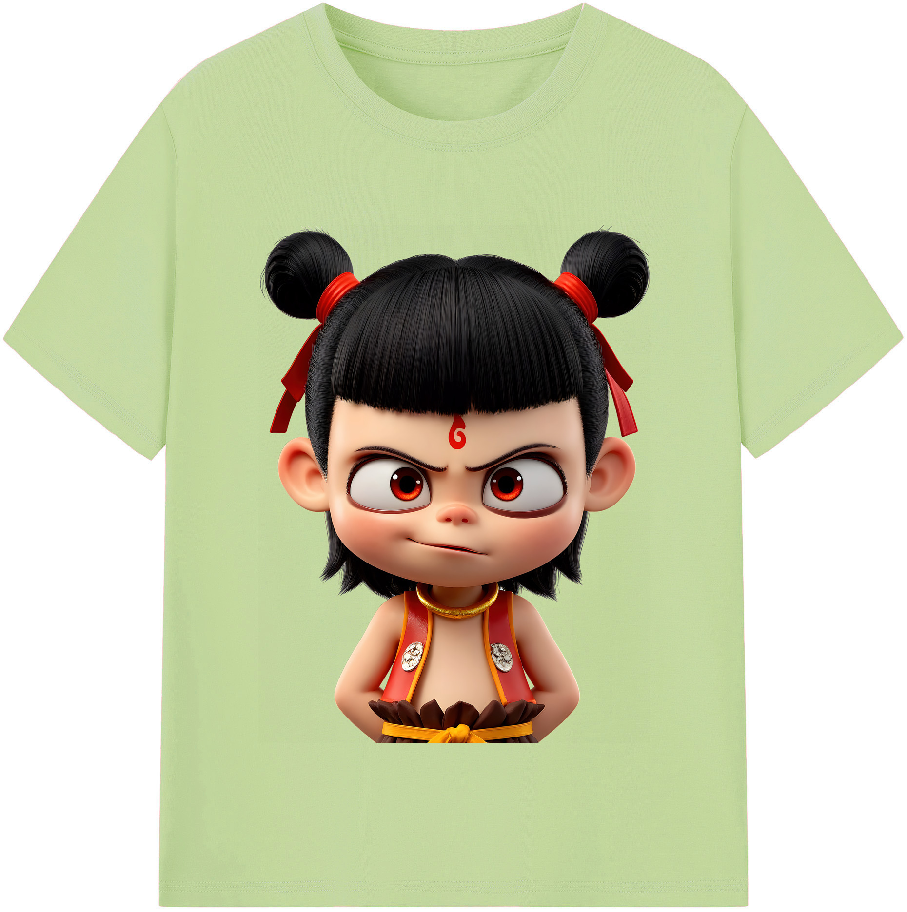 （画像用） Ne Zha 2 ナタ 魔童の大暴れ 綿100％半袖Tシャツ（フロントプリント）